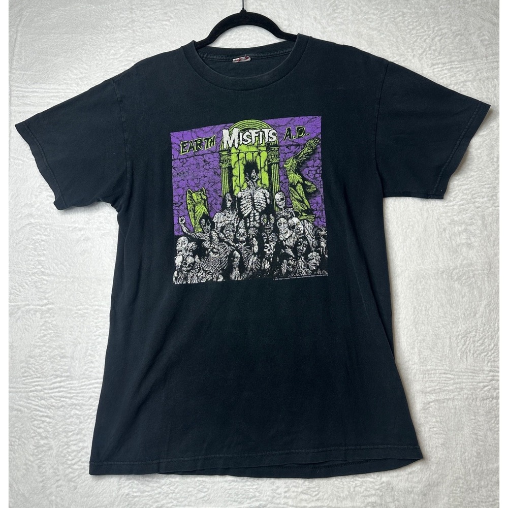 Misfits Earth AD Graphic T-Shirt Black Short Sleeve Punk Rock Band Tee Mens M